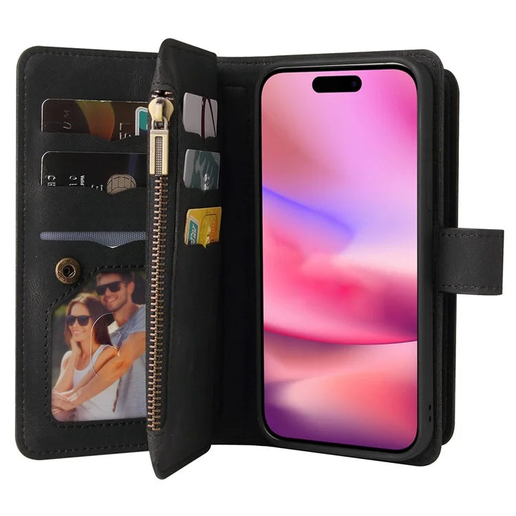 KT Multi-Functional Series-2 For iPhone 16 Case Skin-Touch Drop-Proof Leather Wallet Phone Cover
