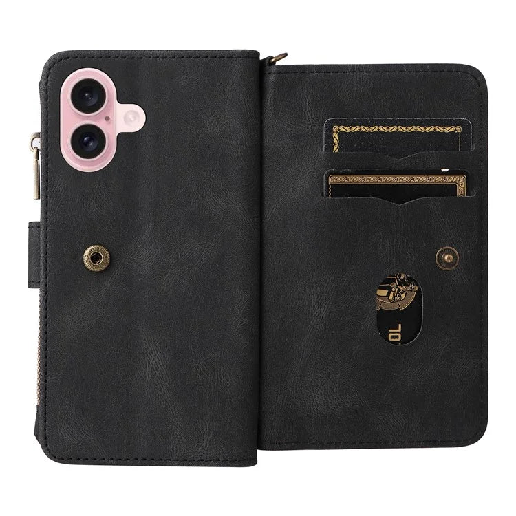 KT Multi-Functional Series-2 For iPhone 16 Case Skin-Touch Drop-Proof Leather Wallet Phone Cover
