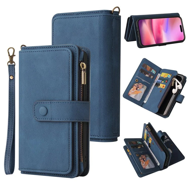 KT Multi-Functional Series-2 For iPhone 16 Case Skin-Touch Drop-Proof Leather Wallet Phone Cover