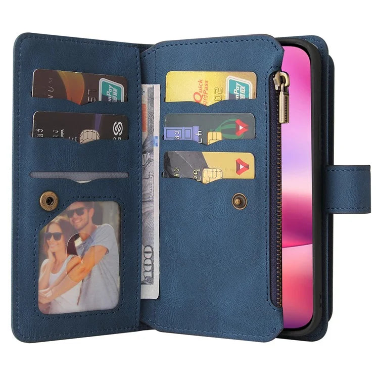 KT Multi-Functional Series-2 For iPhone 16 Case Skin-Touch Drop-Proof Leather Wallet Phone Cover