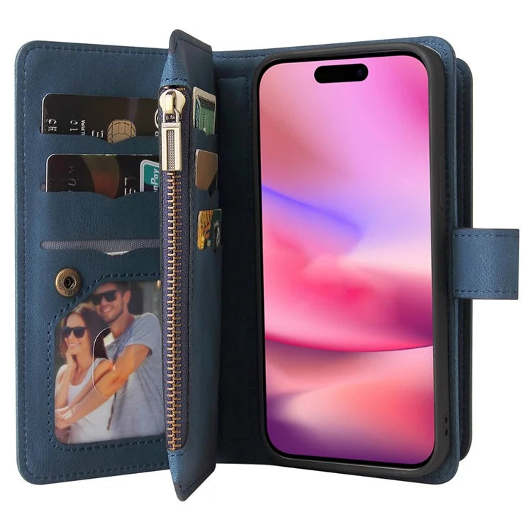KT Multi-Functional Series-2 For iPhone 16 Case Skin-Touch Drop-Proof Leather Wallet Phone Cover