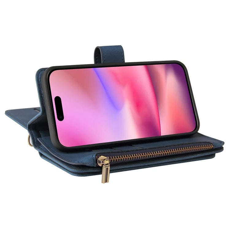 KT Multi-Functional Series-2 For iPhone 16 Case Skin-Touch Drop-Proof Leather Wallet Phone Cover