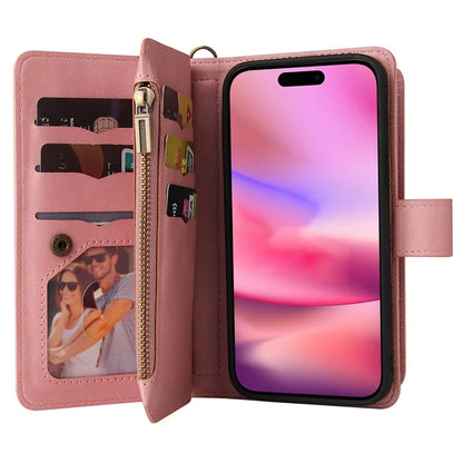 KT Multi-Functional Series-2 For iPhone 16 Case Skin-Touch Drop-Proof Leather Wallet Phone Cover