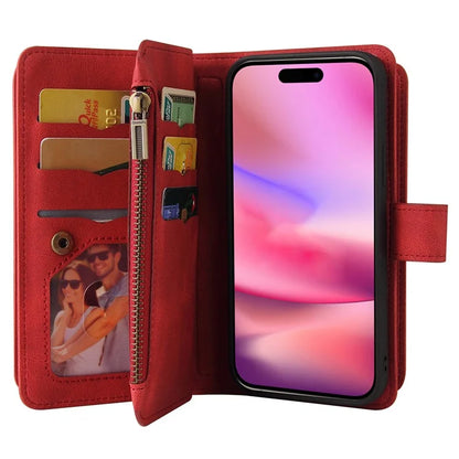 KT Multi-Functional Series-2 For iPhone 16 Case Skin-Touch Drop-Proof Leather Wallet Phone Cover