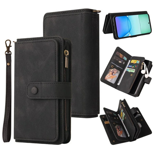 KT Multi-Functional Series-2 For Xiaomi Redmi 13 5G / 13 4G / Redmi Note 13R 5G Phone Case Zipper Wallet Leather Stand Cover