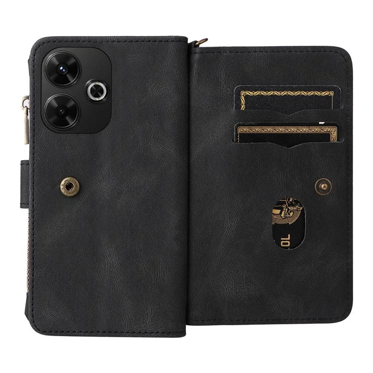 KT Multi-Functional Series-2 For Xiaomi Redmi 13 5G / 13 4G / Redmi Note 13R 5G Phone Case Zipper Wallet Leather Stand Cover