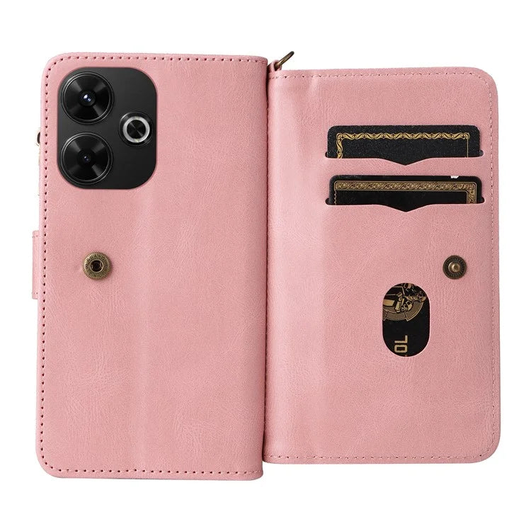 KT Multi-Functional Series-2 For Xiaomi Redmi 13 5G / 13 4G / Redmi Note 13R 5G Phone Case Zipper Wallet Leather Stand Cover
