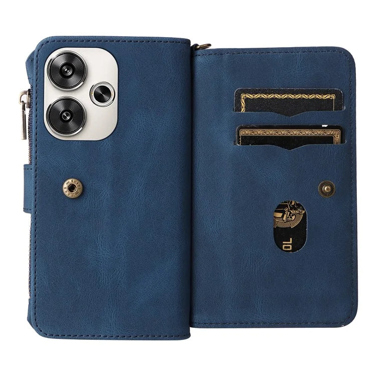 KT Multi-Functional Series-2 For Xiaomi Redmi Turbo 3 5G / Poco F6 5G Case Zipper Wallet Card Holder Leather Phone Cover