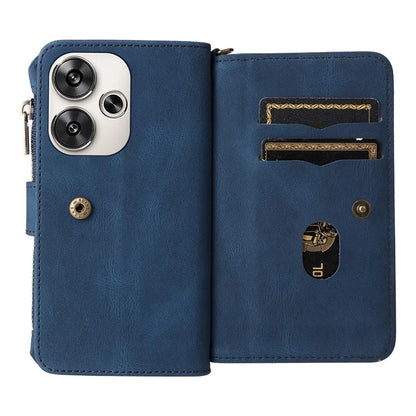 KT Multi-Functional Series-2 For Xiaomi Redmi Turbo 3 5G / Poco F6 5G Case Zipper Wallet Card Holder Leather Phone Cover