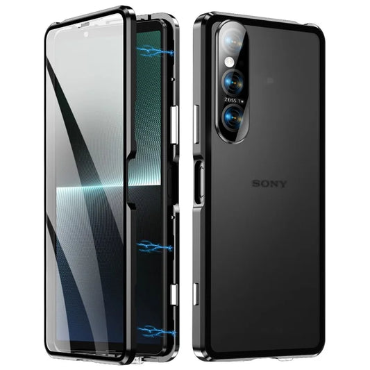 For Sony Xperia 1 VI Clear Case Tempered Glass+Metal+PC Back Magnetic Phone Cover