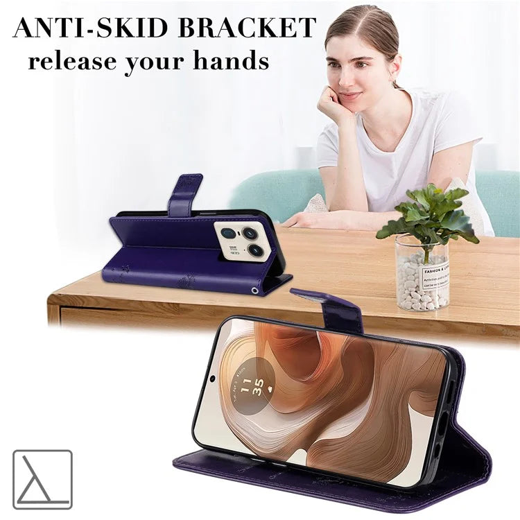 KT Imprinting Flower Series-3 For Motorola Moto X50 Ultra 5G / Edge 50 Ultra 5G Case Imprinted Wallet Leather Phone Cover