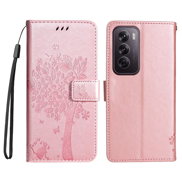 KT Imprinting Flower Series-3 For Oppo Reno12 Pro 5G (Global) / (China) Case Imprinted Leather Wallet Stand Phone Cover