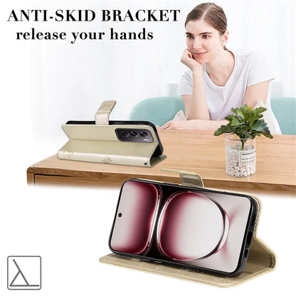 KT Imprinting Flower Series-3 For Oppo Reno12 Pro 5G (Global) / (China) Case Imprinted Leather Wallet Stand Phone Cover