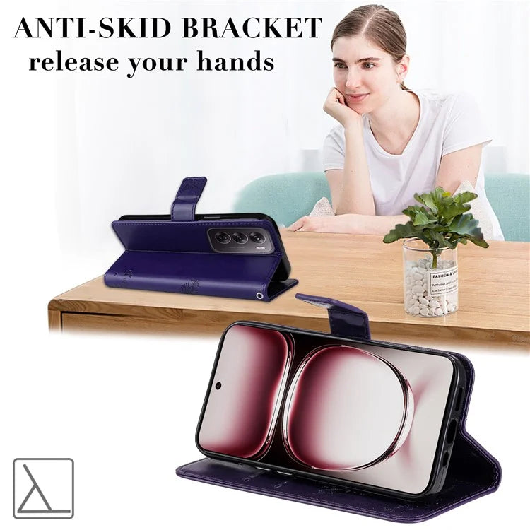 KT Imprinting Flower Series-3 For Oppo Reno12 Pro 5G (Global) / (China) Case Imprinted Leather Wallet Stand Phone Cover