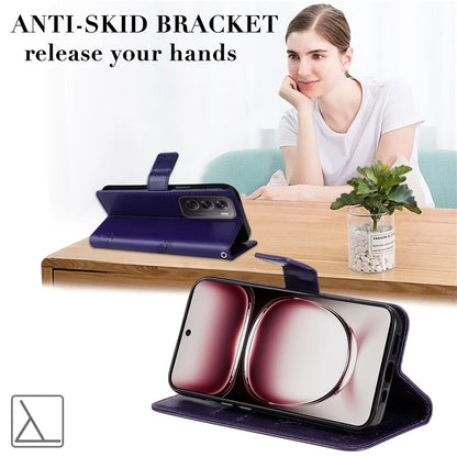 KT Imprinting Flower Series-3 For Oppo Reno12 Pro 5G (Global) / (China) Case Imprinted Leather Wallet Stand Phone Cover