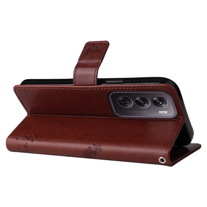 KT Imprinting Flower Series-3 For Oppo Reno12 Pro 5G (Global) / (China) Case Imprinted Leather Wallet Stand Phone Cover