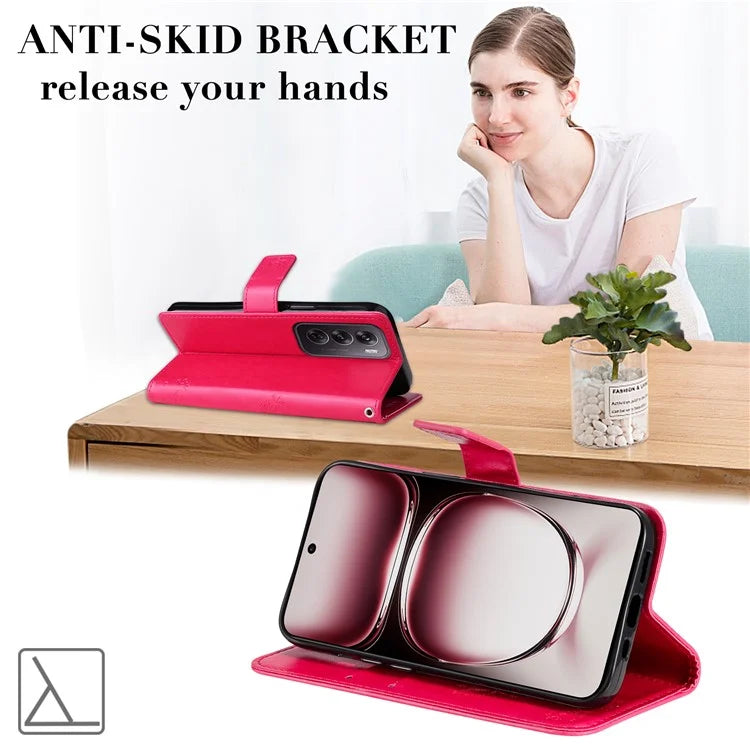 KT Imprinting Flower Series-3 For Oppo Reno12 Pro 5G (Global) / (China) Case Imprinted Leather Wallet Stand Phone Cover