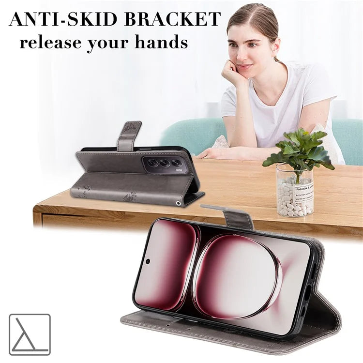 KT Imprinting Flower Series-3 For Oppo Reno12 Pro 5G (Global) / (China) Case Imprinted Leather Wallet Stand Phone Cover