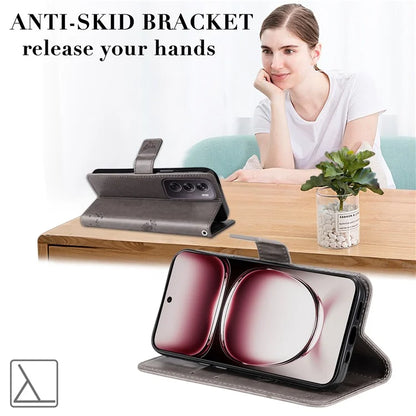 KT Imprinting Flower Series-3 For Oppo Reno12 Pro 5G (Global) / (China) Case Imprinted Leather Wallet Stand Phone Cover