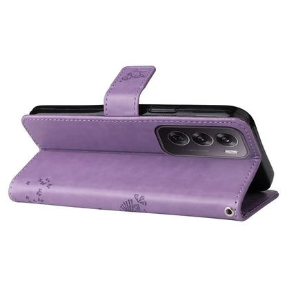 KT Imprinting Flower Series-3 For Oppo Reno12 Pro 5G (Global) / (China) Case Imprinted Leather Wallet Stand Phone Cover