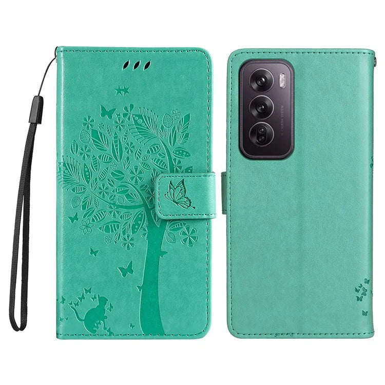 KT Imprinting Flower Series-3 For Oppo Reno12 Pro 5G (Global) / (China) Case Imprinted Leather Wallet Stand Phone Cover