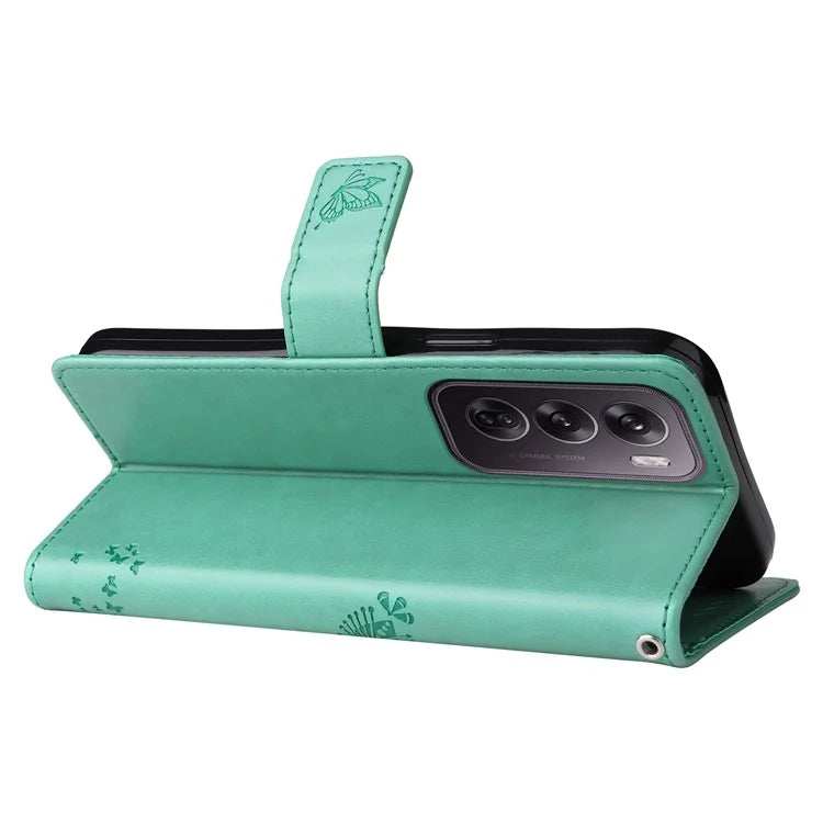 KT Imprinting Flower Series-3 For Oppo Reno12 Pro 5G (Global) / (China) Case Imprinted Leather Wallet Stand Phone Cover