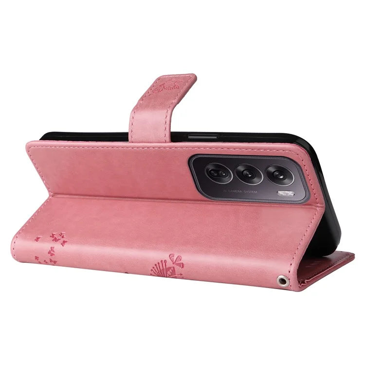 KT Imprinting Flower Series-3 For Oppo Reno12 Pro 5G (Global) / (China) Case Imprinted Leather Wallet Stand Phone Cover
