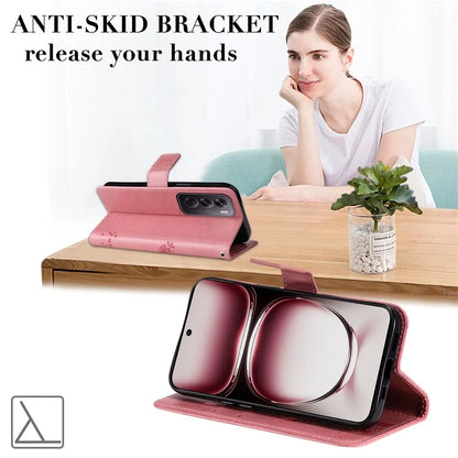 KT Imprinting Flower Series-3 For Oppo Reno12 Pro 5G (Global) / (China) Case Imprinted Leather Wallet Stand Phone Cover