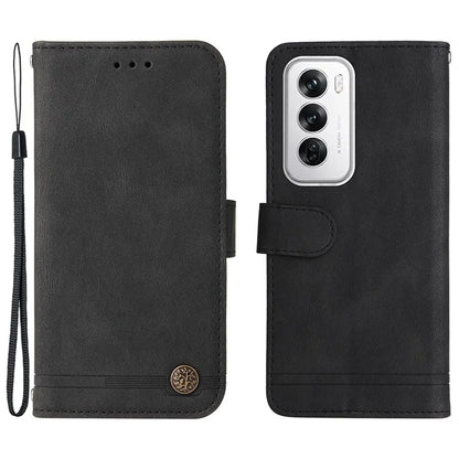 For Oppo Reno12 5G (Global) Case Leather Phone Cover Tree Pattern Hardware