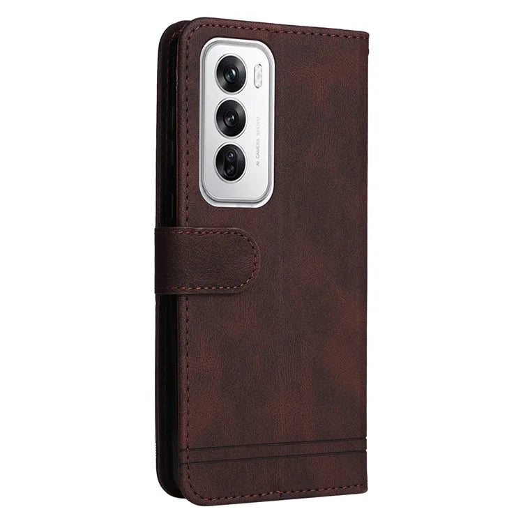 For Oppo Reno12 5G (Global) Case Leather Phone Cover Tree Pattern Hardware