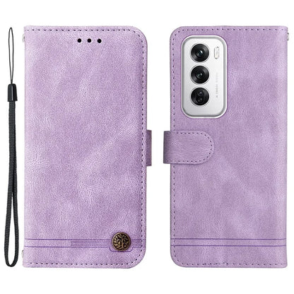 For Oppo Reno12 5G (Global) Case Leather Phone Cover Tree Pattern Hardware