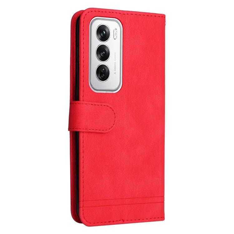 For Oppo Reno12 5G (Global) Case Leather Phone Cover Tree Pattern Hardware