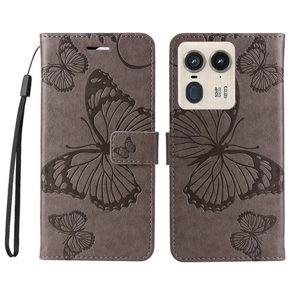 KT Imprinting Flower Series-2 For Motorola Moto X50 Ultra 5G / Edge 50 Ultra 5G Case PU Leather Butterfly Imprint Phone Cover