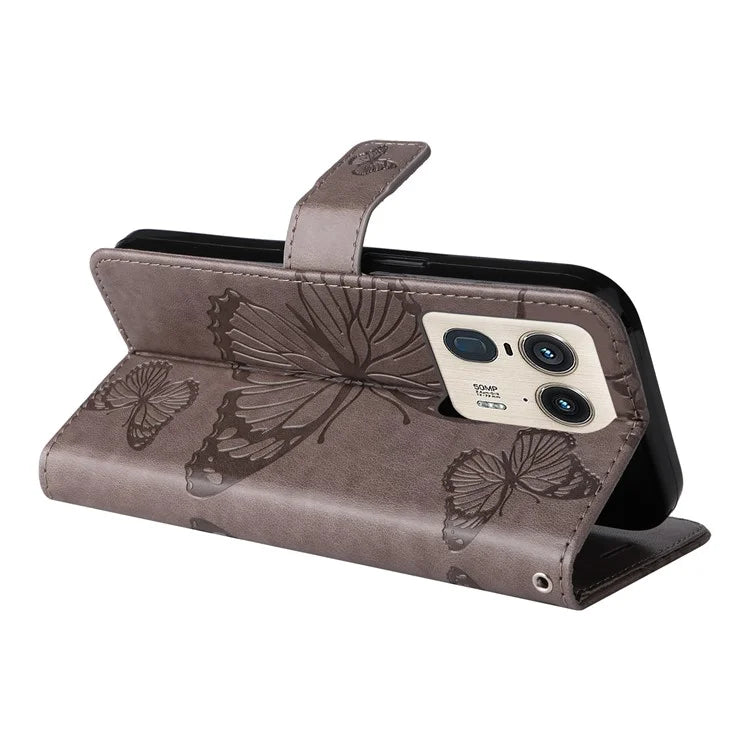 KT Imprinting Flower Series-2 For Motorola Moto X50 Ultra 5G / Edge 50 Ultra 5G Case PU Leather Butterfly Imprint Phone Cover