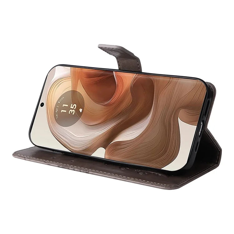 KT Imprinting Flower Series-2 For Motorola Moto X50 Ultra 5G / Edge 50 Ultra 5G Case PU Leather Butterfly Imprint Phone Cover