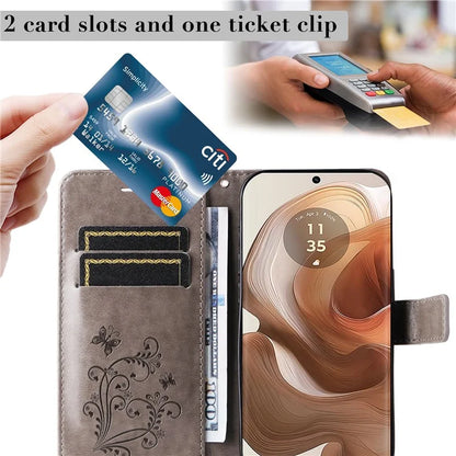 KT Imprinting Flower Series-2 For Motorola Moto X50 Ultra 5G / Edge 50 Ultra 5G Case PU Leather Butterfly Imprint Phone Cover
