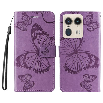 KT Imprinting Flower Series-2 For Motorola Moto X50 Ultra 5G / Edge 50 Ultra 5G Case PU Leather Butterfly Imprint Phone Cover