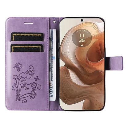 KT Imprinting Flower Series-2 For Motorola Moto X50 Ultra 5G / Edge 50 Ultra 5G Case PU Leather Butterfly Imprint Phone Cover