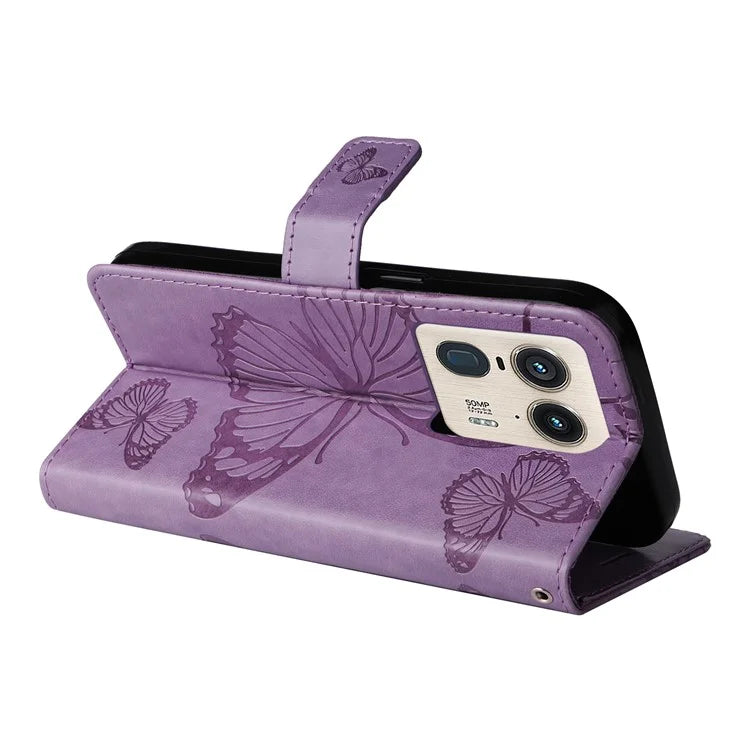 KT Imprinting Flower Series-2 For Motorola Moto X50 Ultra 5G / Edge 50 Ultra 5G Case PU Leather Butterfly Imprint Phone Cover