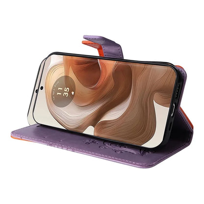 KT Imprinting Flower Series-2 For Motorola Moto X50 Ultra 5G / Edge 50 Ultra 5G Case PU Leather Butterfly Imprint Phone Cover