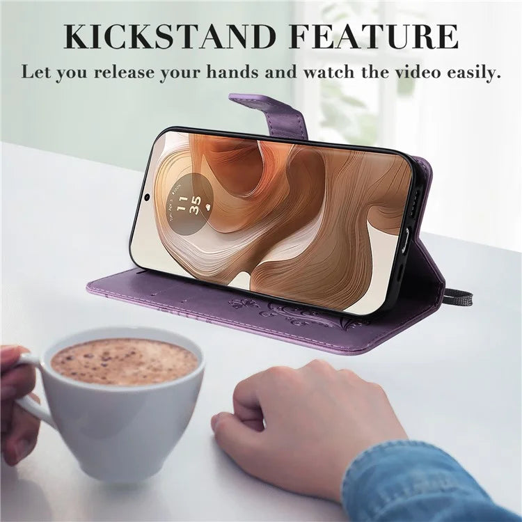 KT Imprinting Flower Series-2 For Motorola Moto X50 Ultra 5G / Edge 50 Ultra 5G Case PU Leather Butterfly Imprint Phone Cover