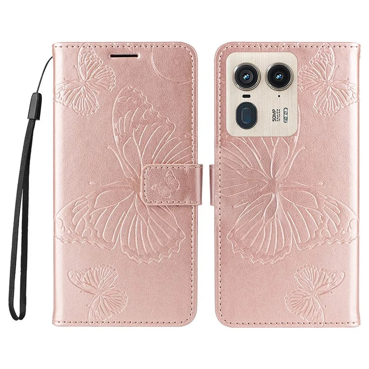 KT Imprinting Flower Series-2 For Motorola Moto X50 Ultra 5G / Edge 50 Ultra 5G Case PU Leather Butterfly Imprint Phone Cover