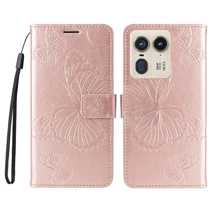 KT Imprinting Flower Series-2 For Motorola Moto X50 Ultra 5G / Edge 50 Ultra 5G Case PU Leather Butterfly Imprint Phone Cover