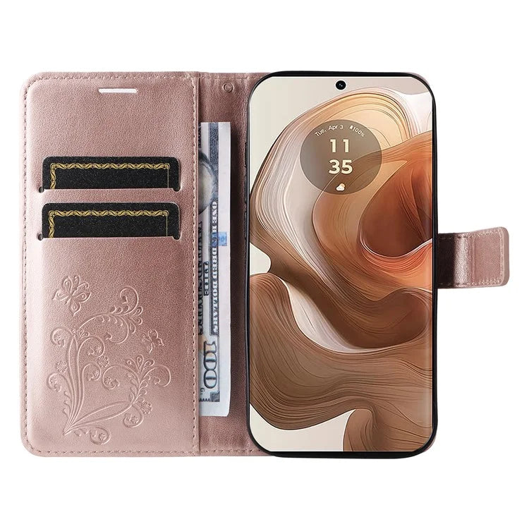 KT Imprinting Flower Series-2 For Motorola Moto X50 Ultra 5G / Edge 50 Ultra 5G Case PU Leather Butterfly Imprint Phone Cover