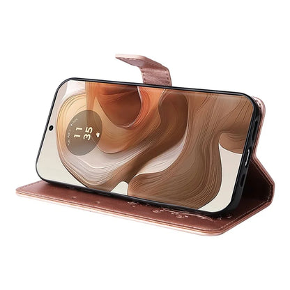 KT Imprinting Flower Series-2 For Motorola Moto X50 Ultra 5G / Edge 50 Ultra 5G Case PU Leather Butterfly Imprint Phone Cover
