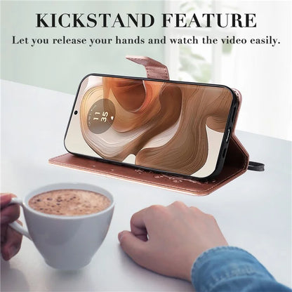 KT Imprinting Flower Series-2 For Motorola Moto X50 Ultra 5G / Edge 50 Ultra 5G Case PU Leather Butterfly Imprint Phone Cover