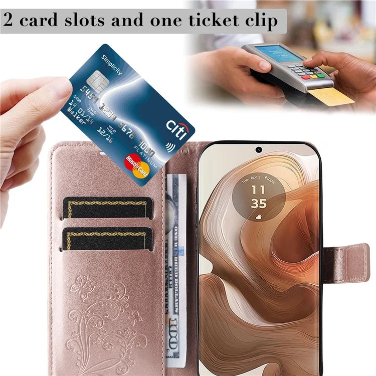 KT Imprinting Flower Series-2 For Motorola Moto X50 Ultra 5G / Edge 50 Ultra 5G Case PU Leather Butterfly Imprint Phone Cover