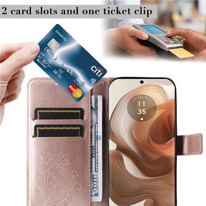 KT Imprinting Flower Series-2 For Motorola Moto X50 Ultra 5G / Edge 50 Ultra 5G Case PU Leather Butterfly Imprint Phone Cover