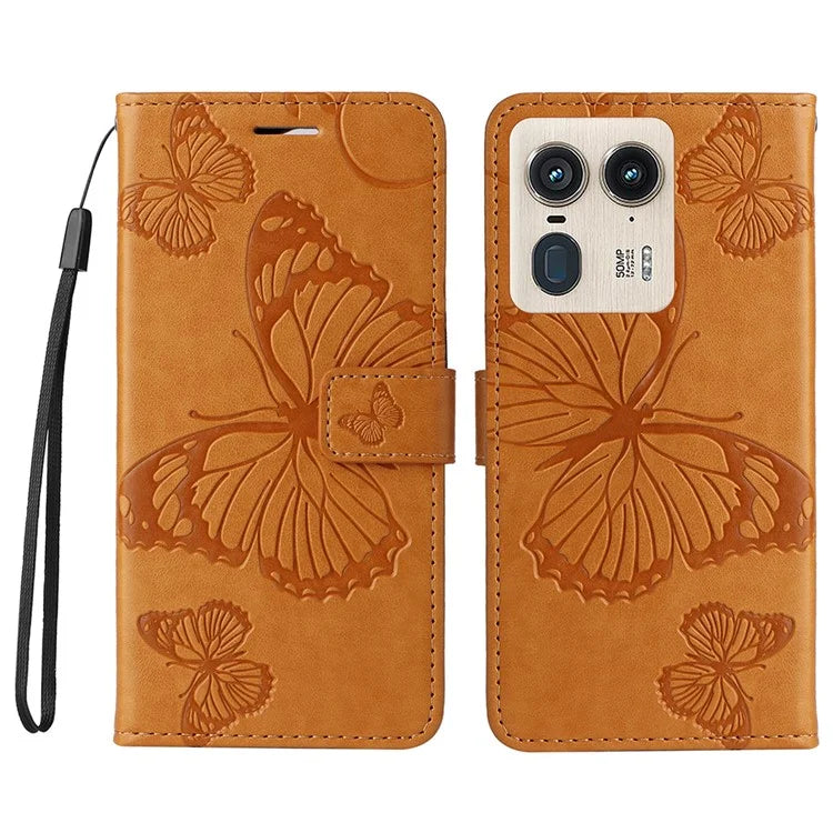 KT Imprinting Flower Series-2 For Motorola Moto X50 Ultra 5G / Edge 50 Ultra 5G Case PU Leather Butterfly Imprint Phone Cover