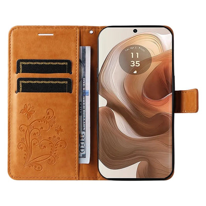 KT Imprinting Flower Series-2 For Motorola Moto X50 Ultra 5G / Edge 50 Ultra 5G Case PU Leather Butterfly Imprint Phone Cover